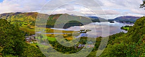 Panorama of River Derwent and Derwentwater lake, the Lake District