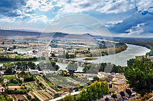 Panorama of the river Ebro in Tudela, Navarra, Spain