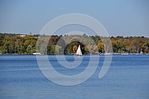 Panorama at the River Havel, Lake Wannsee in Autumn, Zehlendorf, Berlin