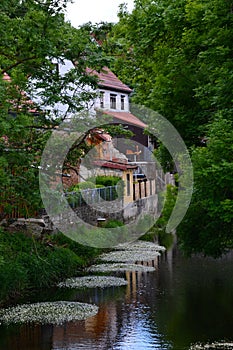 Panorama at the River Ilm in the Town Kranichfeld, Thuringia