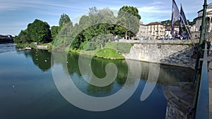 panorama of the river Po in Turin in beautiful sunny day