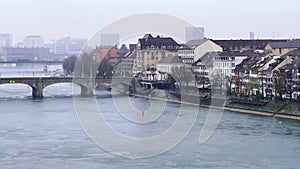 Panorama of River Rhine and Altstadt Kleinbasel, Basel, Switzerland