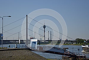 Panorama at the River Rhine in Duesseldorf, the Capital City of North Rhine - Westphalia