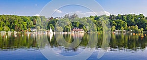 Panorama of the river Ruhr and lake Bladeney in Essen