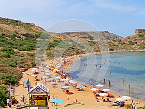 Panorama on the Riviera Beach, Ghajn Tuffieha.