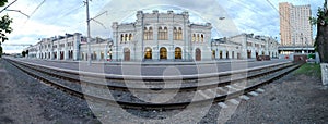 Panorama of the Rizhsky railway station (Rizhsky vokzal, Riga station) is one of the nine main railway stations in Moscow, Russia