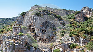 Panorama Rock tombs in Myra, Demre, Turkey