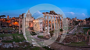 Panorama of Roman Forum Foro Romano in the Evening, Rome, Ital photo