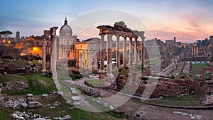 Panorama of Roman Forum Foro Romano in the Morning, Rome, Ital photo