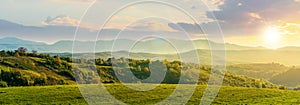 Panorama of romania countryside at sunset