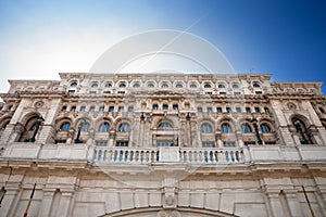 Panorama of the Romanian palace of parliament in Bucharest, symbol of romanian communism, also called Casa Poporului, seen from