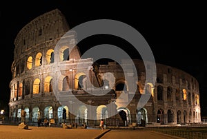 Panorama of Rome Colosseum by night