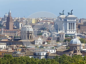 Panorama of Rome from the Gianicolo in Italy.