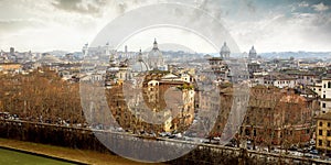 Panorama of Rome historic center, Italy