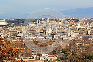 Panorama of Rome, Italy, a view from the Gianicolo Janiculum hill