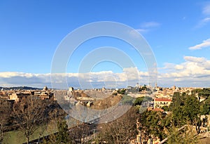 Panorama of Rome, view from the Giardino degli Aranci. Italy