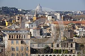 Panorama of Rome with view of San Pietro