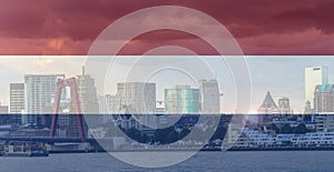 Panorama of Rotterdam city centre over Nieuwe Maas river, Netherlands