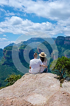 Panorama route Soute Africa, Blyde river canyon with the three rondavels,impressive view of three rondavels and the