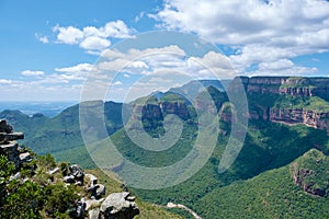 Panorama route Soute Africa, Blyde river canyon with the three rondavels,impressive view of three rondavels and the