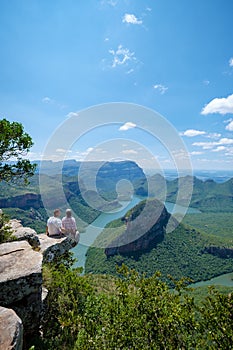 Panorama route Soute Africa, Blyde river canyon with the three rondavels,impressive view of three rondavels and the