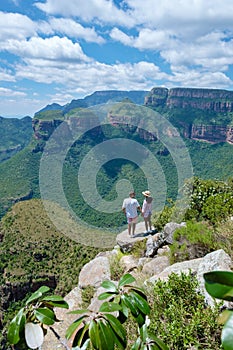 Panorama route Soute Africa, Blyde river canyon with the three rondavels,impressive view of three rondavels and the