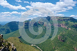 Panorama route Soute Africa, Blyde river canyon with the three rondavels,impressive view of three rondavels and the