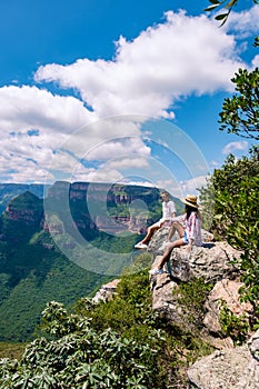 Panorama route Soute Africa, Blyde river canyon with the three rondavels,impressive view of three rondavels and the