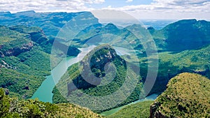 Panorama route Soute Africa, Blyde river canyon with the three rondavels,impressive view of three rondavels and the