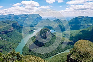 Panorama route Soute Africa, Blyde river canyon with the three rondavels,impressive view of three rondavels and the