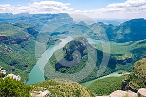 Panorama route Soute Africa, Blyde river canyon with the three rondavels,impressive view of three rondavels and the