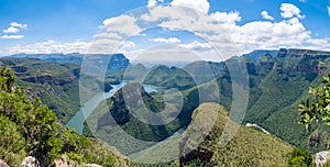 Panorama route Soute Africa, Blyde river canyon with the three rondavels,impressive view of three rondavels and the