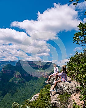 Panorama route Soute Africa, Blyde river canyon with the three rondavels,impressive view of three rondavels and the