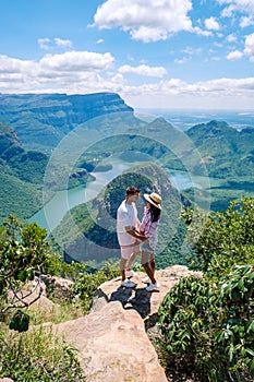 Panorama route Soute Africa, Blyde river canyon with the three rondavels,impressive view of three rondavels and the