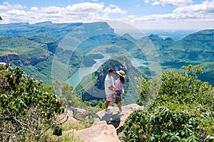 Panorama route Soute Africa, Blyde river canyon with the three rondavels,impressive view of three rondavels and the