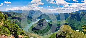 Panorama route Soute Africa, Blyde river canyon with the three rondavels,impressive view of three rondavels and the