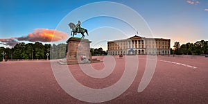 Panorama of the Royal Palace and Statue of King Karl Johan in th photo