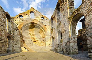 Panorama of Ruined church of St Sofia in Old Town Nesebar, Bulgaria