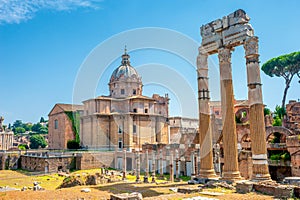 Panorama of the ruins of the ancient Roman forum