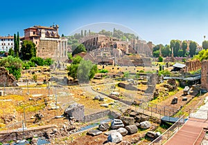 Panorama of the ruins of the ancient Roman forum