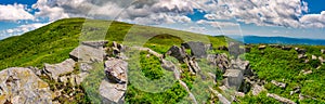 Panorama of Runa mountain with rocks on hillside photo