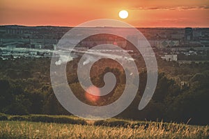 Panorama of Rzeszow at sunset