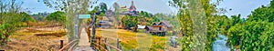 Panorama with Sa-Nga River and Su Tong Pae Bamboo Bridge, Mae Hong Son suburb, Thailand