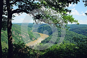 Panorama of Saarschleife loop in Saarland, Germany photo