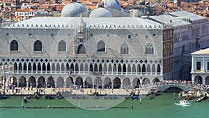 Panorama of Saint Mark's square, Doge's Palace and Ponte della Paglia, tourism