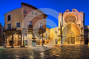 Panorama of Saint Mary Cathedral in the Evening, Tarragona, Catalonia, Spain