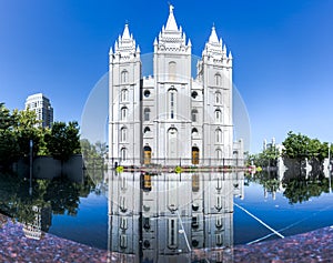 Panorama of salt lake temple LDS mormon temple mirrored