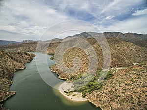 Panorama of Salt River at Apache trail scenic drive, Arizona