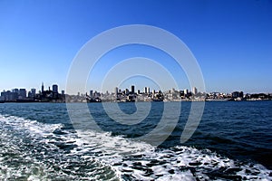 Panorama of San Francisco and Bay Bridge taken from Treasure Island