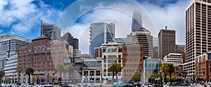 Panorama of the San Francisco business district from the Ferry Terminal Building